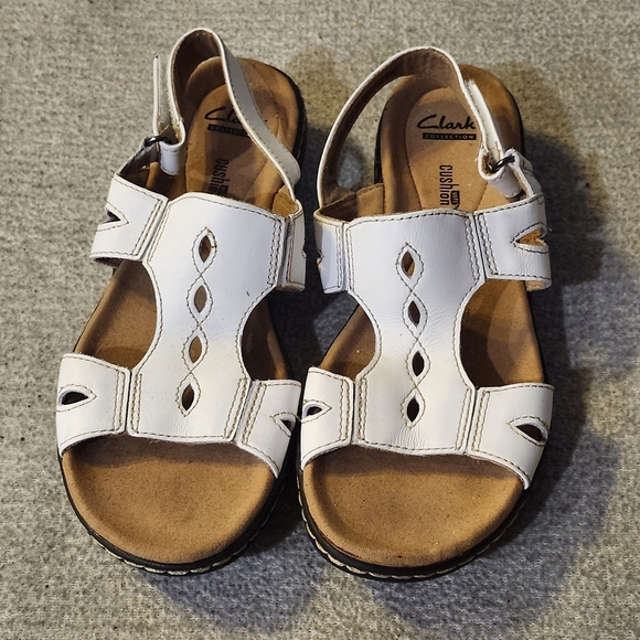 Clarks Collection Leather Sandals Leisa Lakelyn White, Sz 7.5M, Spring Summer - Picture 1 of 5